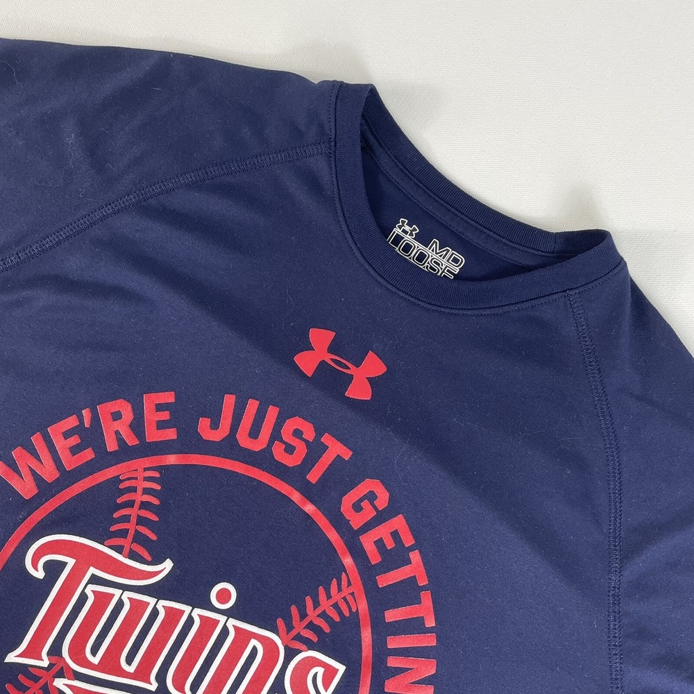 Minnesota Twins T Shirt Graphic Tee UA Loose Sz M Blue Baseball MLB Mens